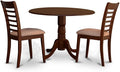 East West Furniture DLML3-MAH-C 3 Piece Dining Set Contains a Round Dining Room Table with Dropleaf and 2 Linen Fabric Upholstered Chairs, 42x42 Inch, Mahogany