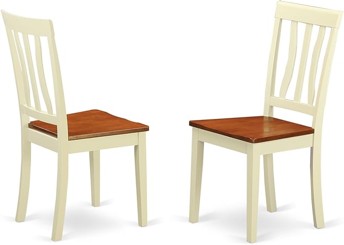 East West Furniture QUAN5-WHI-W 5 Piece Dining Room Furniture Set Includes a Rectangle Wooden Table with Butterfly Leaf and 4 Kitchen Dining Chairs, 40x78 Inch, Buttermilk & Cherry
