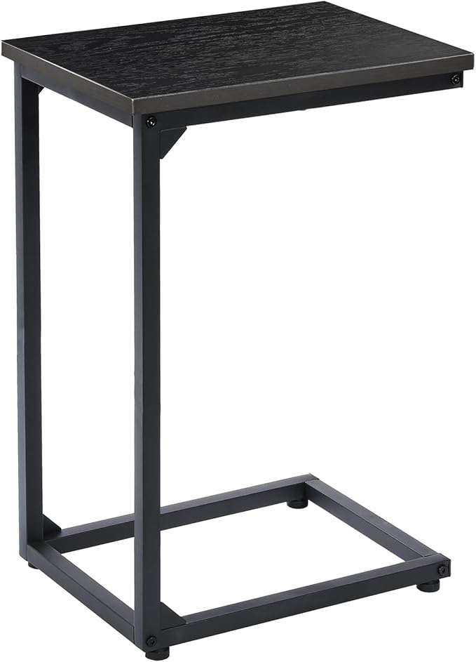 AMHANCIBLE C Shaped End Table, Couch Tables That Slide Under, TV Tray Snack Table for Sofa, Small Side Table for Couch, Small Space, Living Room, Black HET02CBK-1