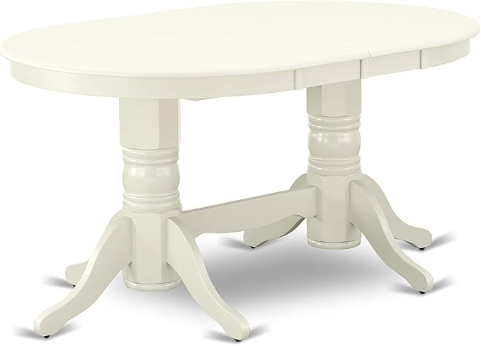 East West Furniture VAVA5-LWH-W 5 Piece Dining Room Furniture Set Includes an Oval Kitchen Table with Butterfly Leaf and 4 Dining Chairs, 40x76 Inch, Linen White
