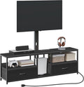 TV Stand with Mount for up to 65", Entertainment Center with Switch-Controlled Charging Station, Swivel TV Stand Mount with Fabric Drawers, for Living Room, Black TVBK154E01
