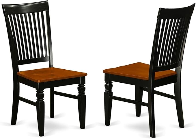 East West Furniture ANWE3-BCH-W 3 Piece Dining Set Contains a Round Dining Room Table with Pedestal and 2 Wood Seat Chairs, 36x36 Inch, Black & Cherry