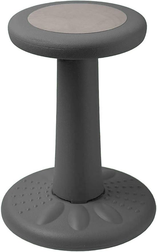 ActiveChairs Kids Wobble Stool, Flexible Classroom Seating Improves Focus, Posture & Helps ADHD/ADD. Get The Wiggles Out Active Fidget Desk Chairs, Pre-Teen 17.75" Chair, Ages 7-12, Grey