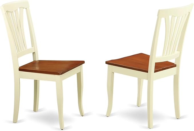East West Furniture SUAV5-BMK-W 5 Piece Dining Room Furniture Set Includes a Round Dining Table with Dropleaf & Shelves and 4 Wood Seat Chairs, 42x42 Inch, Buttermilk & Cherry