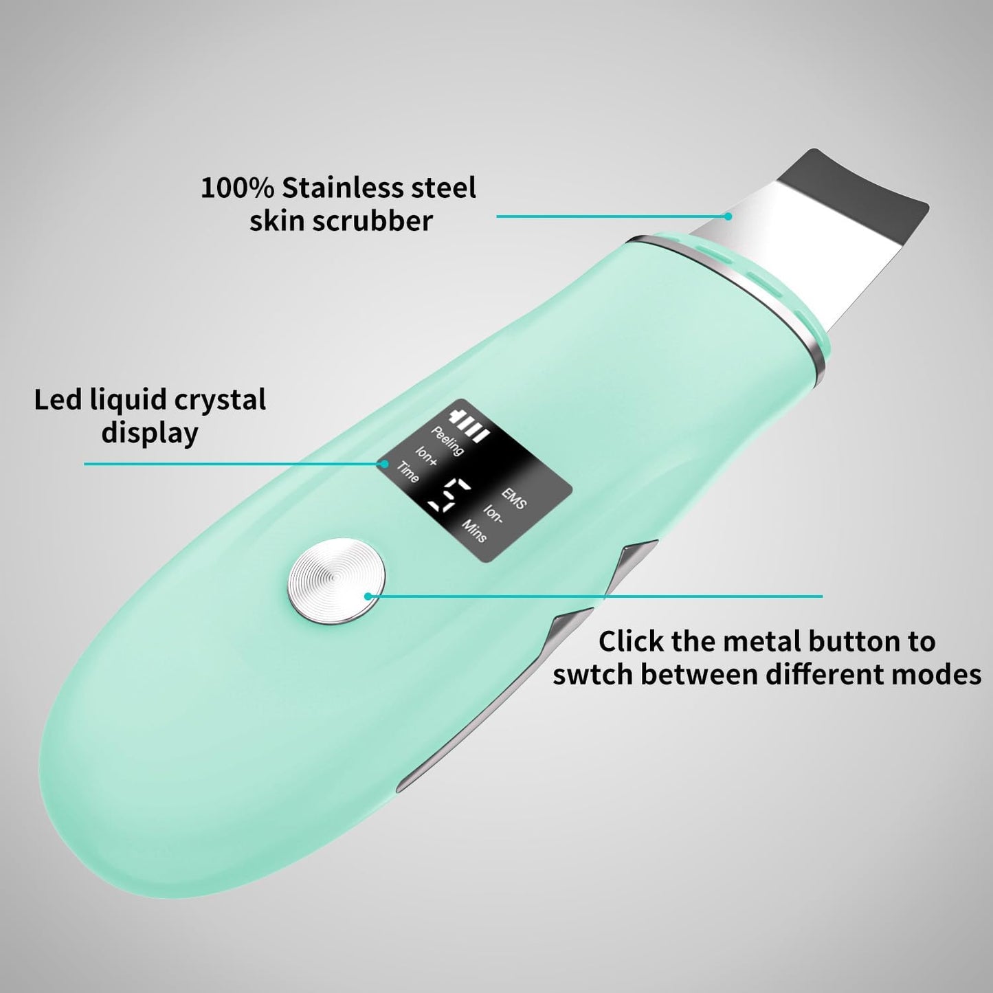 Skin Scrubber Facial Spatula - 4-in-1 Deep Cleansing Tool for Pore Extraction, Fast Charging Dock Blackhead Remover Face Spatula for Facial Skincare Women Gift (Green)