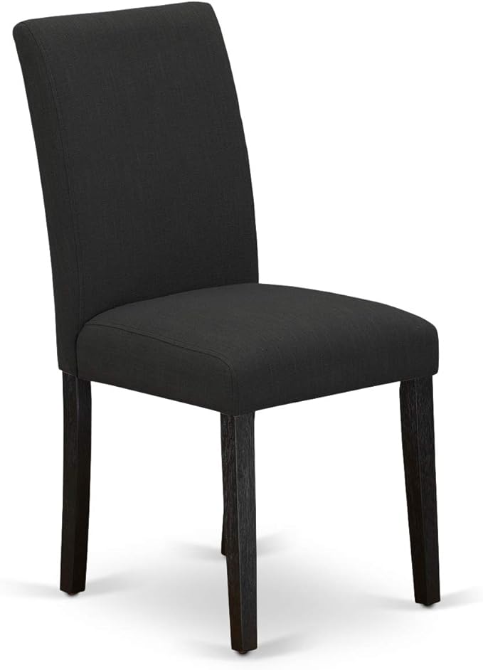 East West Furniture X627AB624-9 9 Piece Dining Set Includes a Rectangle Dining Room Table with X-Legs and 8 Black Color Linen Fabric Upholstered Parson Chairs, 40x72 Inch, Multi-Color