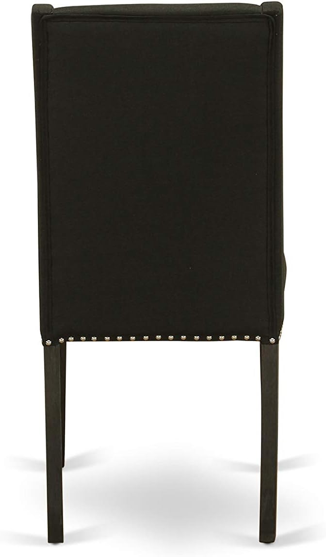 East West Furniture X697FL624-9 9 Piece Dining Room Furniture Set Includes a Rectangle Dining Table with X-Legs and 8 Black Linen Fabric Upholstered Chairs, 40x72 Inch, Multi-Color