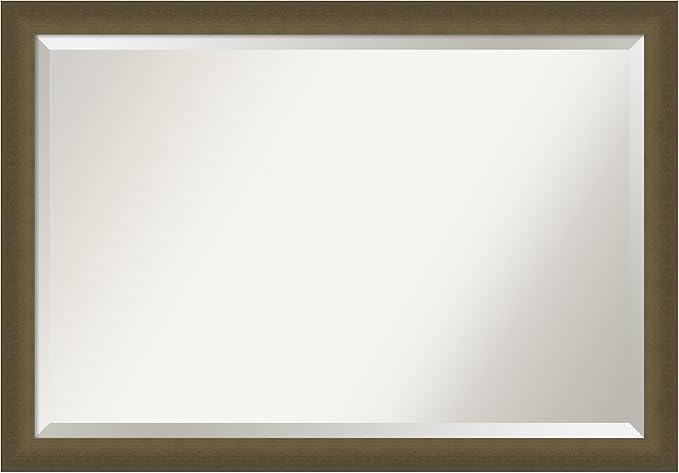 Amanti Art Bronze Bathroom Mirror for Over Sink, 28x40 Blaine Light Bronze Narrow Rectangle Vanity Mirror, Large Modern Contemporary Frame, Hangs Horizonally and Vertically, Bathroom Wall Decor