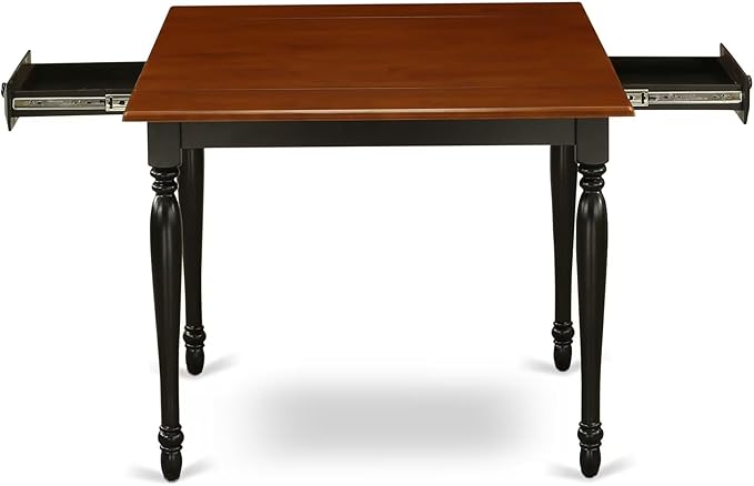 East West Furniture MZKE3-BCH-W 3 Piece Modern Dining Table Set Contains a Rectangle Wooden Table with Dropleaf and 2 Dining Chairs, 36x54 Inch, Black & Cherry