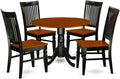 East West Furniture DLWE5-BCH-W 5 Piece Kitchen Table & Chairs Set Includes a Round Dining Room Table with Dropleaf and 4 Solid Wood Seat Chairs, 42x42 Inch, Black & Cherry