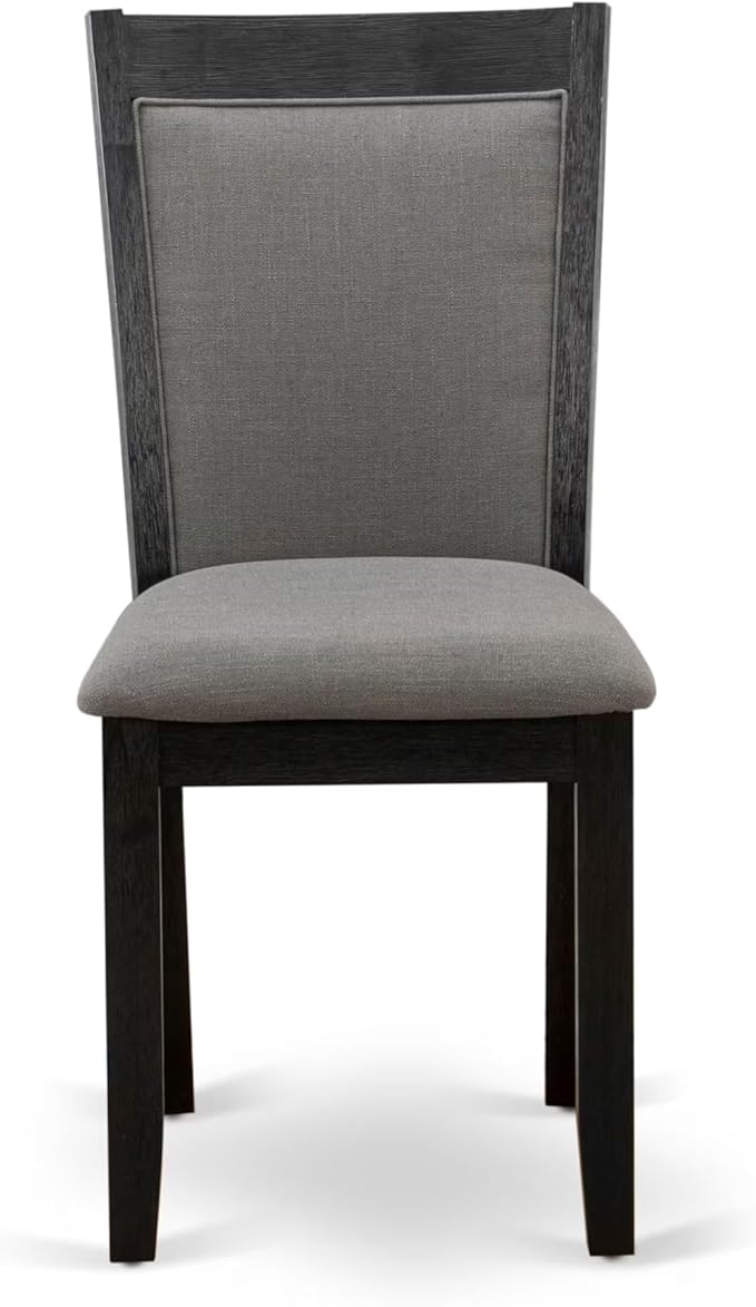 East West Furniture V697MZ650-7 7 Piece Dinette Set Consist of a Rectangle Dining Room Table with V-Legs and 6 Dark Gotham Grey Linen Fabric Upholstered Chairs, 40x72 Inch, Multi-Color