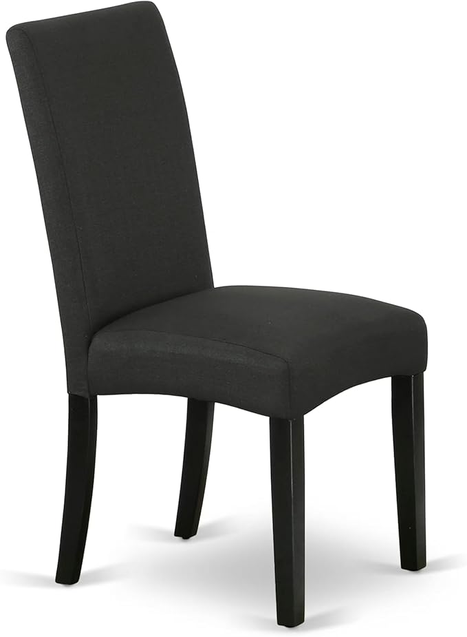 East West Furniture V676DR124-5 5 Piece Dinette Set for 4 Includes a Rectangle Dining Table with V-Legs and 4 Black Color Linen Fabric Parson Dining Room Chairs, 36x60 Inch, Multi-Color