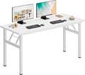 DlandHome Large Computer Desk, Folding Desk, Decent and Steady Home Office Desk/Workstation/Table 54.3inch White White