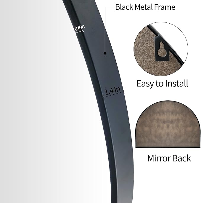 WAMIRRO Big Black Arched Mirror,48"X36"Large Farmhouse Bathroom Mantel Oversized Black Horizontal Wide Mirrors for Entryway/Living Room/Fireplace