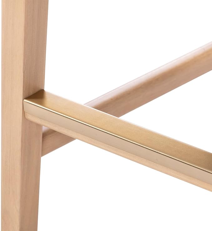 Plank+Beam Smythe Bar Stool, 30", Set of 2, Sturdy Wood Modern Kitchen Bar Height Stool, Saddle Seat Backless Counter Chair, Metal Footrest, Blonde