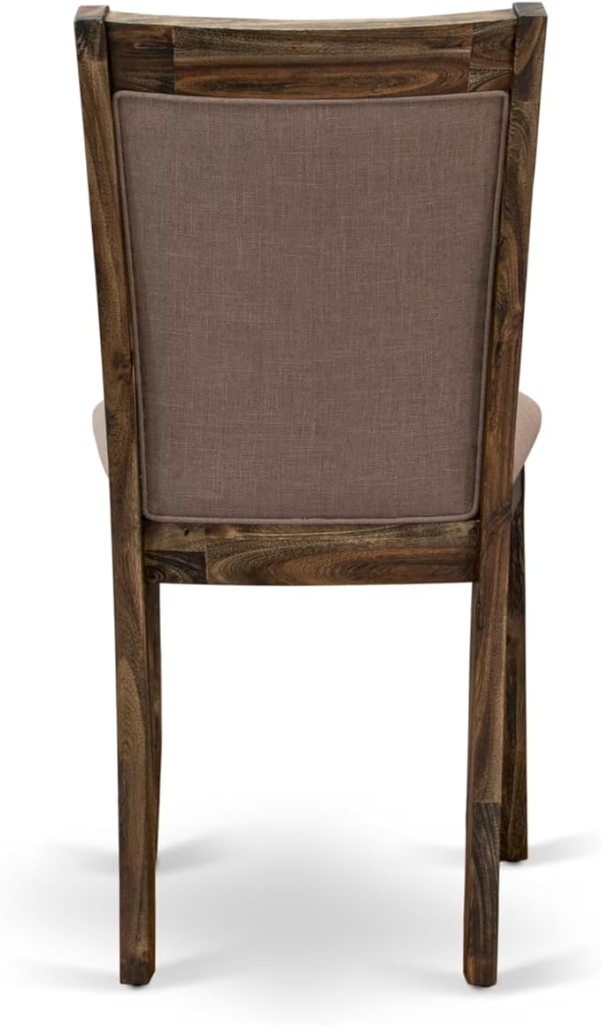 East West Furniture V777MZ748-6 6 Piece Dinette Set Contains a Rectangle Dining Room Table with V-Legs and 4 Coffee Linen Fabric Parson Chairs with a Bench, 40x72 Inch, Multi-Color