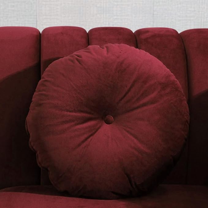 Sectional Sofa Set, Microfiber Chesterfield Upholstered Sofas Loveseat Couch Chair Sets with Style Button Tufted, Scroll Arms and Nailhead for Living Room, Office, Apartment-Red,S