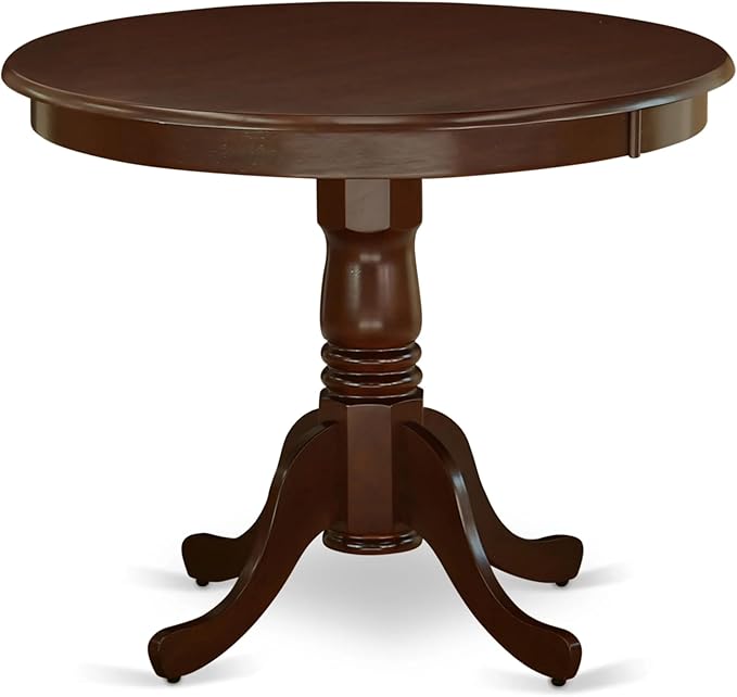 East West Furniture AMIP3-MAH-W 3 Piece Dining Table Set for Small Spaces Contains a Round Kitchen Table with Pedestal and 2 Kitchen Dining Chairs, 36x36 Inch, Mahogany