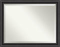 Amanti Art Black Bathroom Mirror for Over Sink, 36x46 Ridge Black Rectangle Vanity Mirror, X-Large Traditional Frame, Hangs Horizonally and Vertically, Bathroom Wall Decor, Beveled Edge