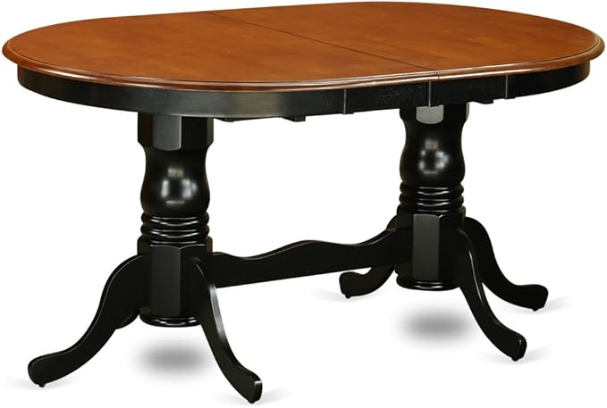 East West Furniture PLAV7-BCH-LC 7 Piece Dining Table Set Consist of an Oval Dinner Table with Butterfly Leaf and 6 Faux Leather Dining Room Chairs, 42x78 Inch, Black & Cherry