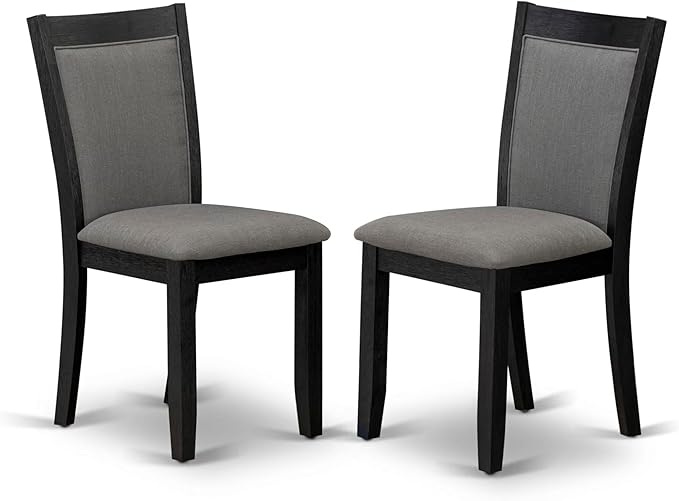 East West Furniture V627MZ650-5 5 Piece Dining Room Table Set Includes a Rectangle Kitchen Table with V-Legs and 4 Dark Gotham Grey Linen Fabric Parsons Chairs, 40x72 Inch, Multi-Color