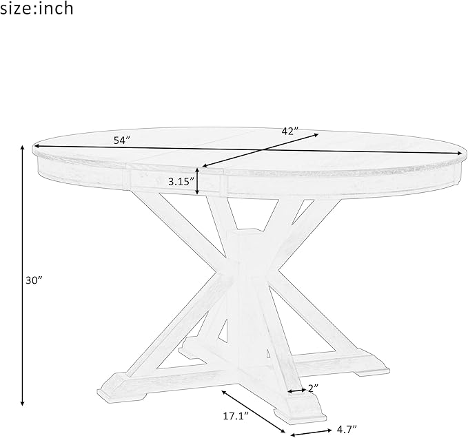 Need 42 Inch Round Dining Table Extendable to 54 Inch with 12" Leaf, Retro Expandable Kitchen Table for Dining Room & Living Room, Solid Wood (Oak)