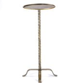 Metal Martini Table, 27.75" Antique Gold Side Table with 4 Legs, Modern Small Round Drink Table for Small Spaces Livng Room Sofa Couch Patio