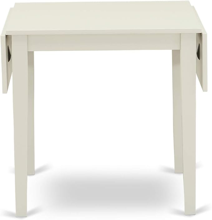 East West Furniture 1NDEN5-LWH-06 5 Piece Dining Table Set for 4 Includes a Rectangle Kitchen Table with Dropleaf and 4 Dark Shitake Linen Fabric Upholstered Chairs, 30x48 Inch, Linen White