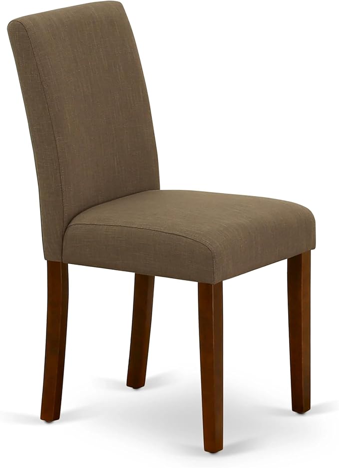 East West Furniture ANAB5-MAH-18 5 Piece Dining Table Set for 4 Includes a Round Kitchen Table with Pedestal and 4 Coffee Linen Fabric Upholstered Chairs, 36x36 Inch, Mahogany