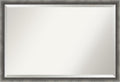 Amanti Art Grey Wall Mirror 26x38 Burnished Concrete Narrow Rectangle Bathroom Mirror for Wall Decor Living Room, Large Modern Contemporary Wood Frame, Hangs Horizonally and Vertically, Bathroom Decor