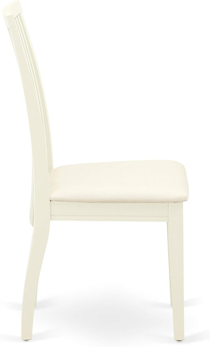 East West Furniture LGIP5-LWH-C 5 Piece Dinette Set for 4 Includes a Rectangle Dining Table with Butterfly Leaf and 4 Linen Fabric Dining Room Chairs, 42x84 Inch, Linen White