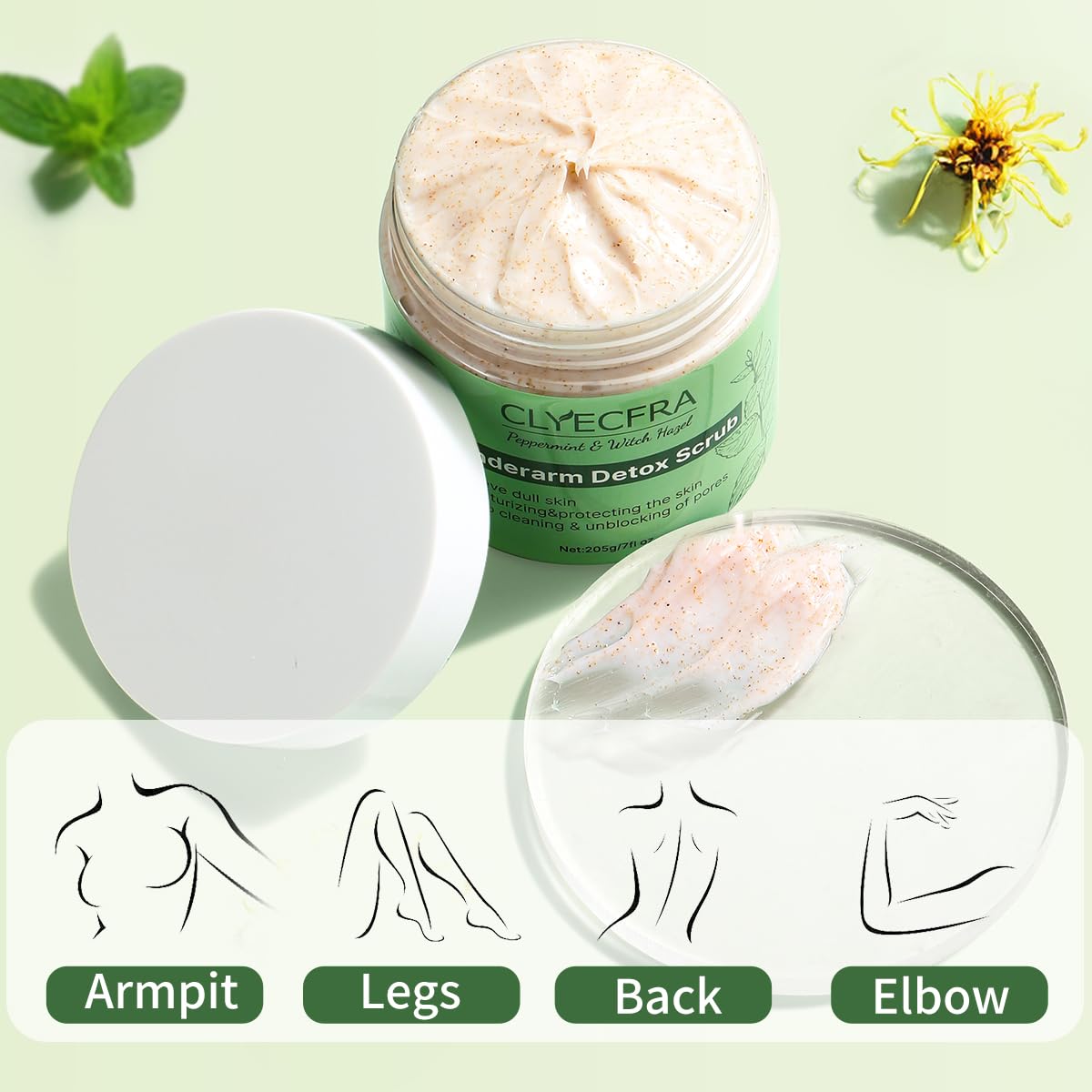 Peppermint Underarm Detox Scrub,Armpit Detox For Women,Body Scrub & Detox Cleanse,Body Exfoliator Scrub For Deeply Cleanses,Exfoliates,Moisturizes&Relieves Odor,for Armpits,Elbows,Knee & Whole Body