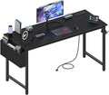 Lufeiya Gaming Desk with Power Outlet, 55 inch Teen Study Table Home Office Work Writing Computer Desks with Charging Station Outlets Built in, Black