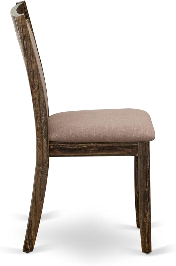 East West Furniture V777MZ748-7 7 Piece Modern Dining Table Set Consist of a Rectangle Wooden Table with V-Legs and 6 Coffee Linen Fabric Upholstered Chairs, 40x72 Inch, Multi-Color
