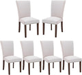 COLAMY Upholstered Fabric Dining Chairs Set of 6, High Back Padded Chairs w/Nailed Trim & Solid Wood Legs, Classic Parsons Chairs Side Chair for Home/Kitchen/Living Room-Beige (A420-BEIGE-6pcs)