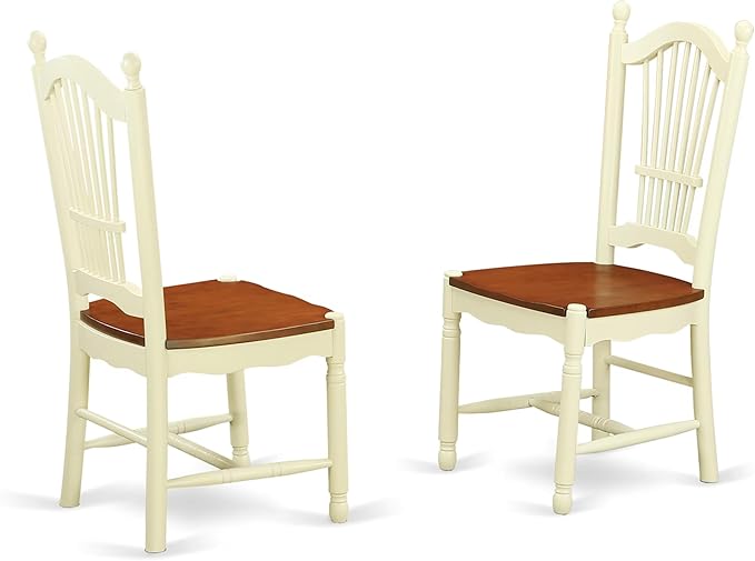East West Furniture MZDO3-WHI-W 3 Piece Dining Set Contains a Rectangle Dining Room Table with Dropleaf and 2 Wood Seat Chairs, 36x54 Inch, Buttermilk & Cherry