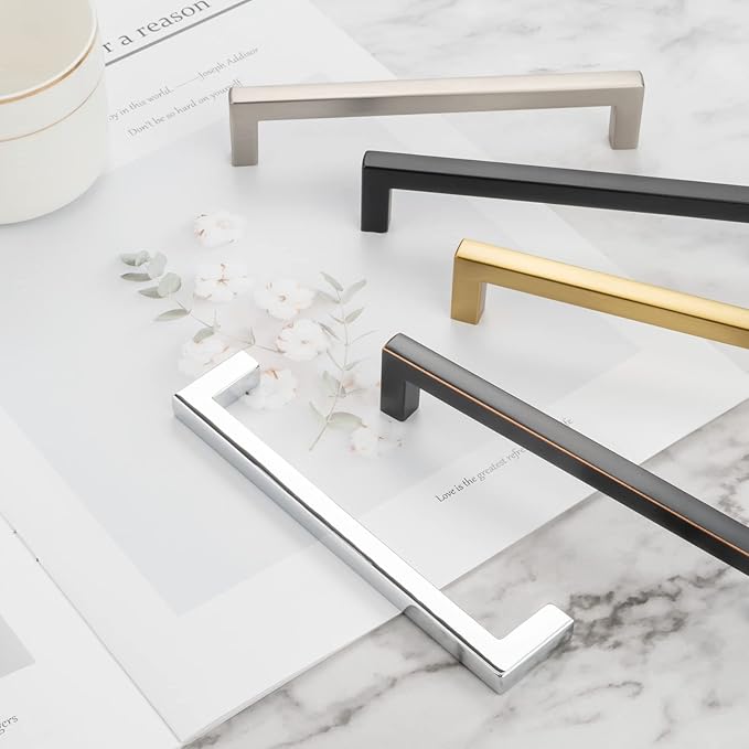 KOOFIZO 20-Pack Solid Square Bar Cabinet Handle - Black Furniture Pull, 5 Inch/128mm Screwhole Distance for Kitchen Cupboard Door, Bedroom Dresser Drawer, Bathroom Wardrobe Hardware