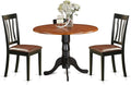 East West Furniture DLAN3-BCH-LC 3 Piece Kitchen Table Set for Small Spaces Contains a Round Dining Room Table with Dropleaf and 2 Faux Leather Upholstered Chairs, 42x42 Inch, Black & Cherry