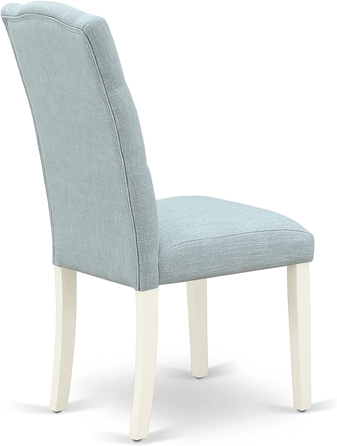 East West Furniture X077CE215-5 5 Piece Dining Table Set for 4 Includes a Rectangle Kitchen Table with X-Legs and 4 Baby Blue Linen Fabric Parson Dining Chairs, 40x72 Inch, Multi-Color