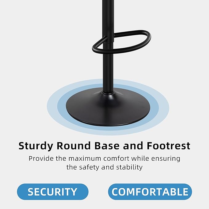 Shintenchi Swivel Bar Stools Set of 4, Adjustable Faux Leather Upholstered Swivel Counter Stools, Armless Bar Height Island Chairs with Back and Footrest, Brown