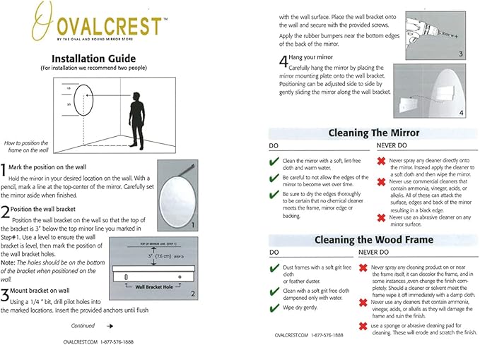 OVALCREST - Oval Wooden Beveled Wall Mirror for Home Decor, Bathroom, Vanity, Bedroom, Living Room, Hallway - London Style (Matte Black) 13.1 x 17.1