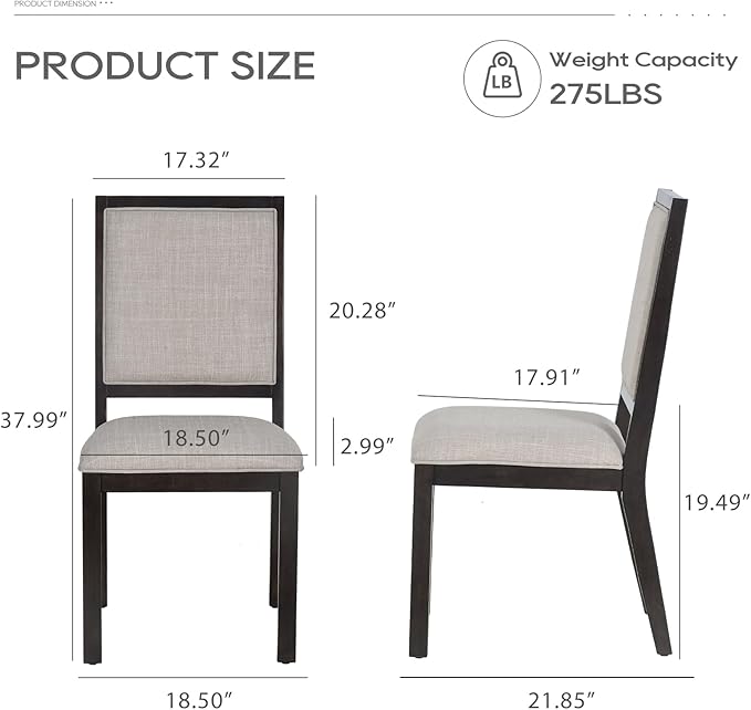 COLAMY Upholstered Wooden Dining Chairs Set of 6, Kitchen Chairs with Open Back, 19 Inch Mid Century Modern Dining Room Chairs, Farmhouse Dining Side Chairs for Dining Room Kitchen Restaurant, Brown