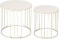 LEWIS&WAYNE Outdoor Side Table Set of 2, Metal Circle Accent End Tables for Balcony Backyard Garden Indoor Living Room, Durable Nesting Coffee Tables, 20”+16” Dia, White
