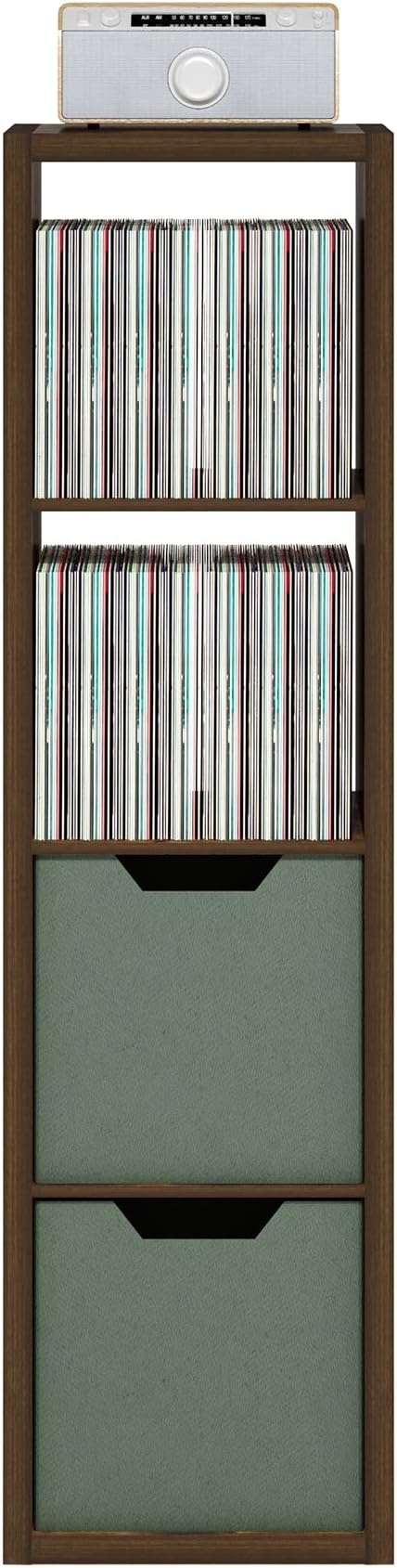 Furinno Cubicle Open Back Decorative Verticle Cube Storage Organizer, 4-Cube, Amber Pine