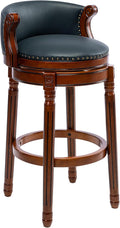 CozyRain Bar Stools Rubber Wood Counter Height Bar Stool Leather Upholstered Swivel Barstools with Back & Footrest for Home,Kitchen,Counter,Dining Room (Navy Blue, Seat Height 29.5 in)