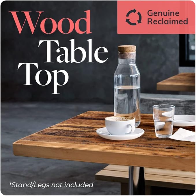 Reclaimed Wood Table Top - Rustic Recycled Wooden Piece Perfect for Kitchens, Dining and Coffee Table Tops (Reclaimed Wood Table Top - Economy, 24" x 30")