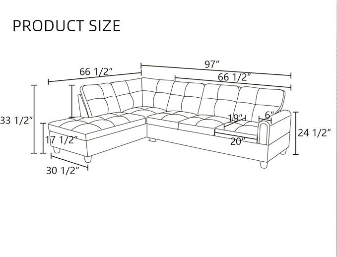 L-Shaped Sectional Sofa, Modern Sectional Couches Home Sofas for Living Room with Movable Chaise, Modular Living Room Sets Furniture for Apartment Bedroom & Office, White