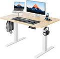 HUANUO 40" x 24" Electric Standing Desk Adjustable Height, 4 Memory Height Settings, Headphone Hook, Cable Manager, Sit Stand Up Desk for Home Office & Computer Workstation, Natural
