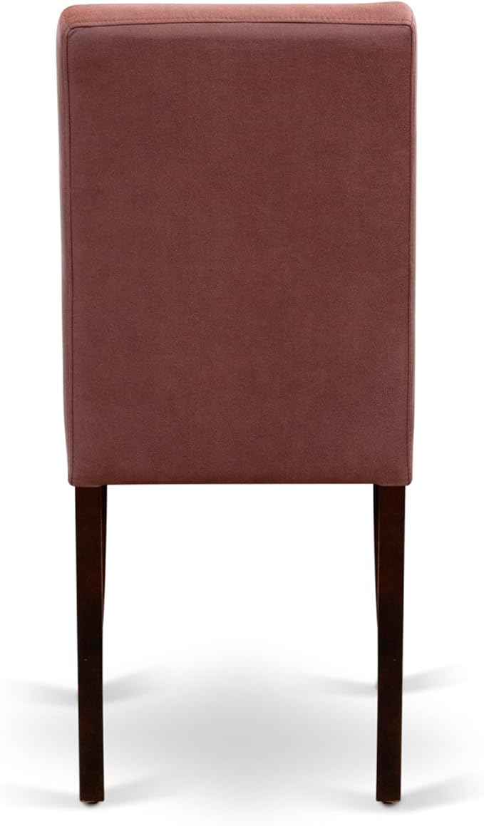 East West Furniture DLAS3-MAH-26 3 Piece Mid Century Modern Dining Table Set contain A Wooden Kitchen Table and 2 Burgundy Polyester Fabric Mid Century Modern Dining Chairs, Mahogany