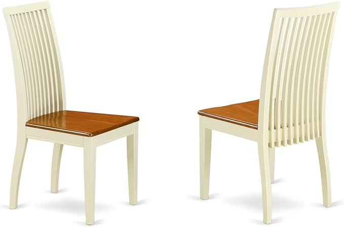 East West Furniture QUIP7-BMK-W 7 Piece Kitchen Table Set Consist of a Rectangle Dining Table with Butterfly Leaf and 6 Dining Room Chairs, 40x78 Inch, Buttermilk & Cherry